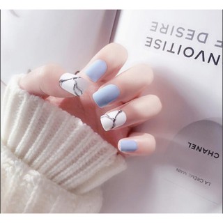 Nail thiết kế - Bộ Móng Tay Giả Màu Xanh