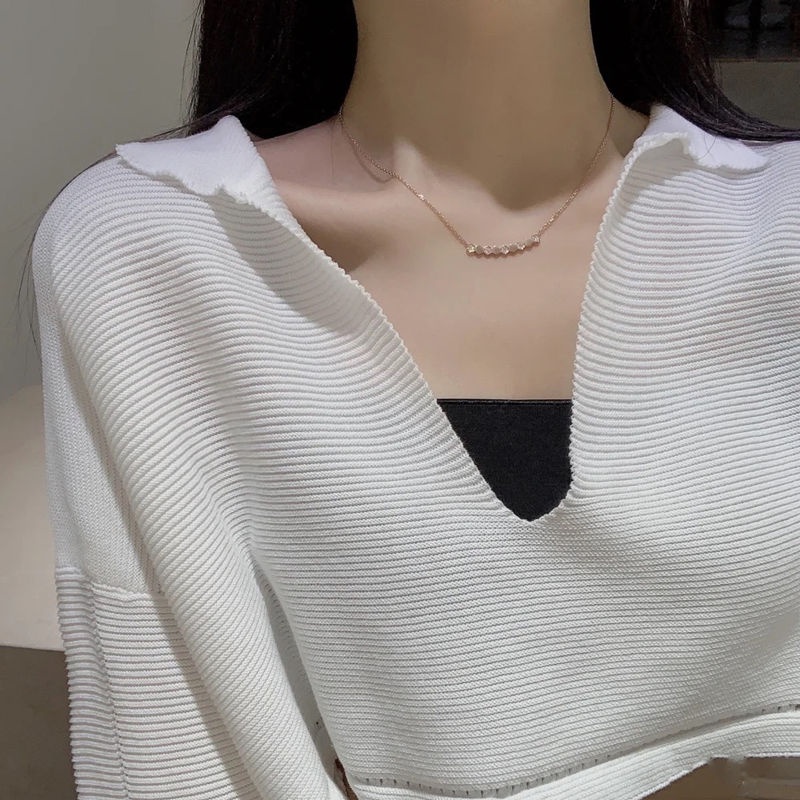 Dây chuyền titan nữ không gỉ  đính đá pha lê lấp lánh thời trang đơn giản thanh lịch mẫu mới 2023