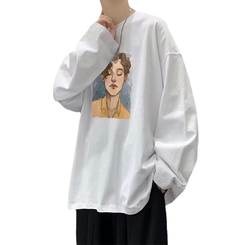 Áo Thun Tay Dài Cổ Tròn Dáng Rộng In Chữ Phong Cách Hip Hop Thời Trang Cho Nam Giới Size M-5XL