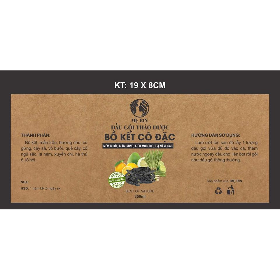  Dầu gội bồ kết cô đặc, hỗ trợ giảm gàu, hỗ trợ ngăn rụng tóc sau sinh mẹ Rin handmade | BigBuy360 - bigbuy360.vn