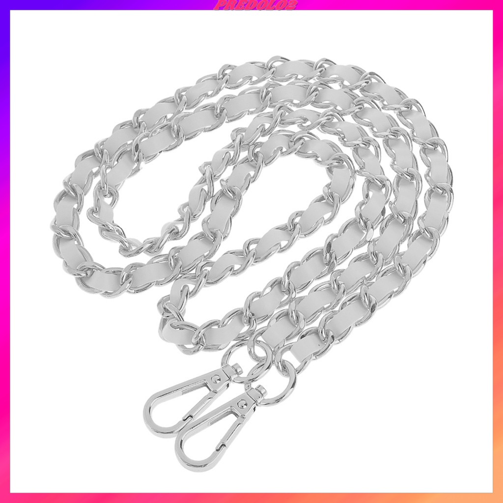 [Predolo2] Dây Xích Đeo Túi Xách Bằng Da Kim Loại Màu Xám + Đen