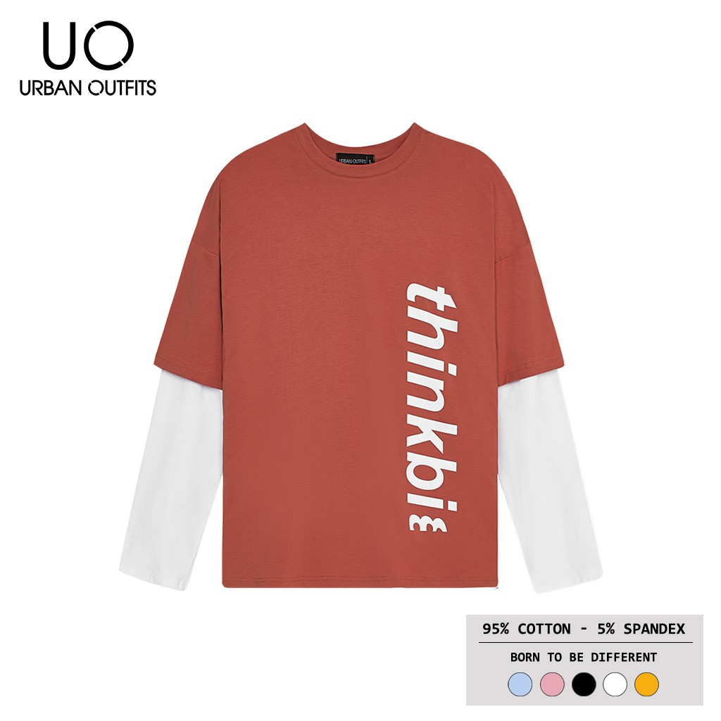 Hàng OUTLET 5 Màu TDO06 Áo Thun Tay Dài Phối Nam Nữ Form Rộng URBAN OUTFITS In Chữ Thinkbi 100 Cotton 4 Chiều | BigBuy360 - bigbuy360.vn