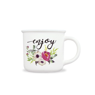 Ly sứ la fonte tráng men bên trong họa tiết hoa - 006422