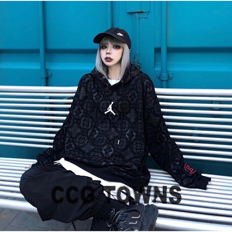Áo Hoodie thêu logo Jordan Clot in hoạ tiết lụa