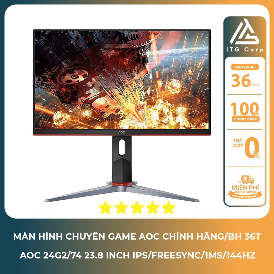 Màn Hình Chuyên Gaming AOC 24G2/74 23.8 inch IPS, FreeSync Premium/1ms/144Hz