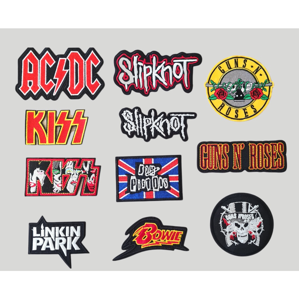 Patch vải ủi nhiệt thêu logo nhóm nhạc Rock Band ACDC KISS Nirvana Metallica Misfits S492