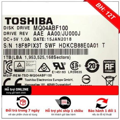 [BH12TH] Ổ cứng HDD Toshiba 1TB HÀNG CHÍNH HÃNG BẢO HÀNH ĐỔI MỚI 1-1 100%