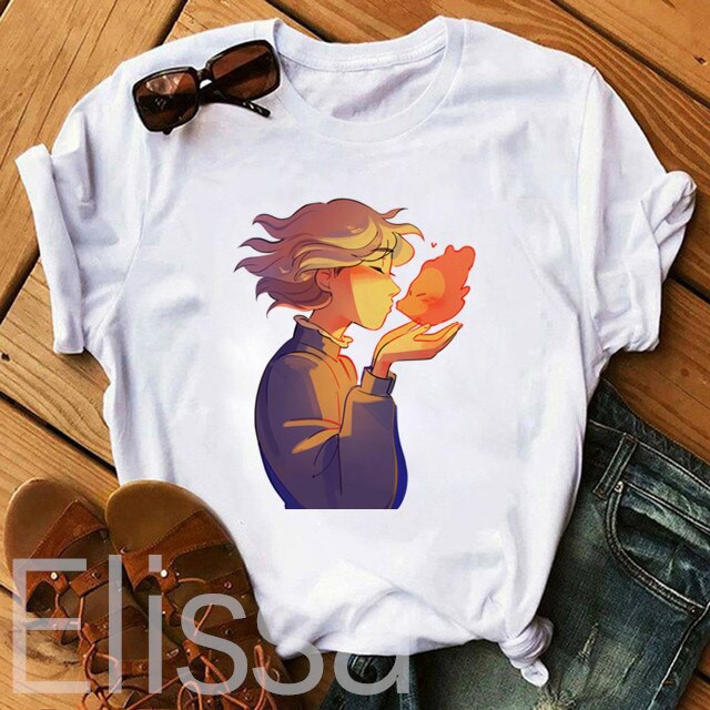 Áo thun Howl's Moving Castle hot Studio Ghibli Femme Japanese Cartoon Anime Women Tshirt giá rẻ