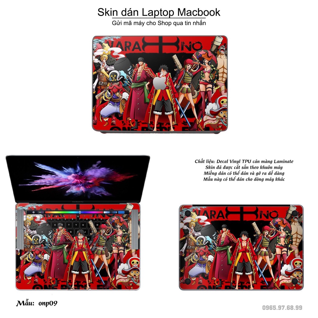 Skin dán Macbook mẫu One Piece (đã cắt sẵn, inbox mã máy cho shop)