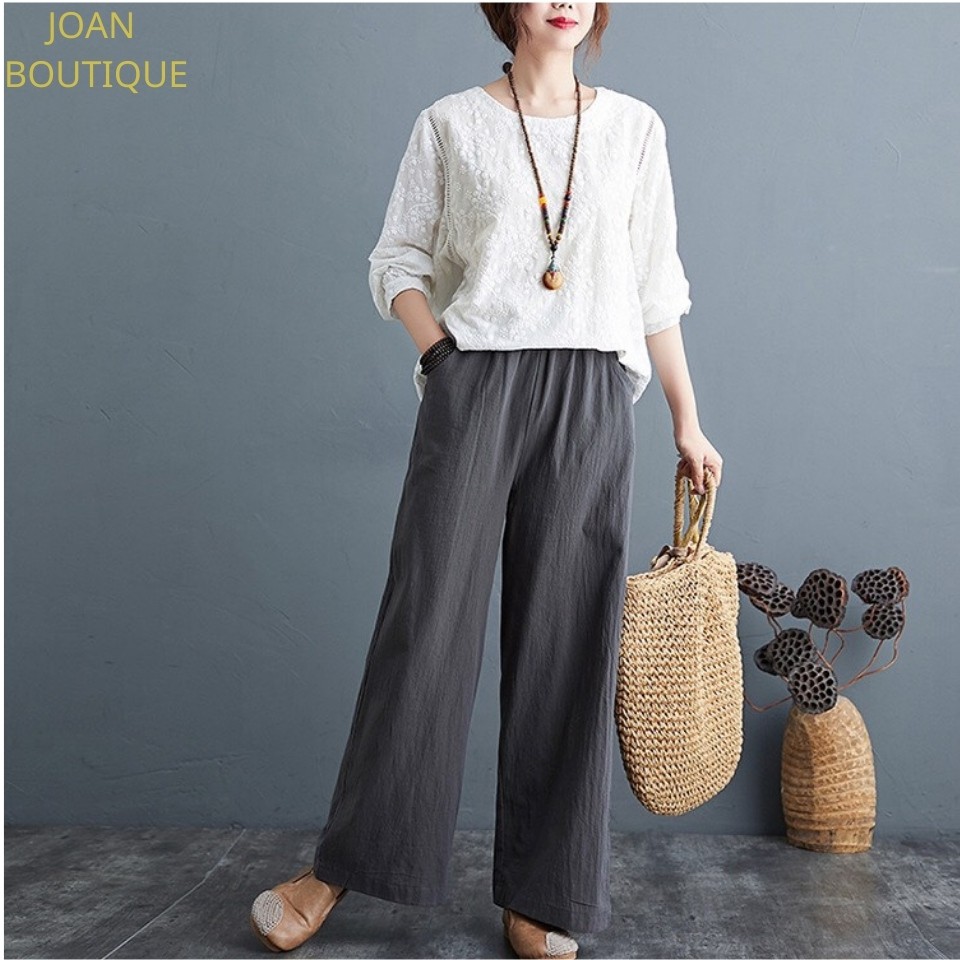 Quần đũi nữ ống rộng lưng thun, trắng suông dài đẹp thoáng mát, mịn màng | BigBuy360 - bigbuy360.vn