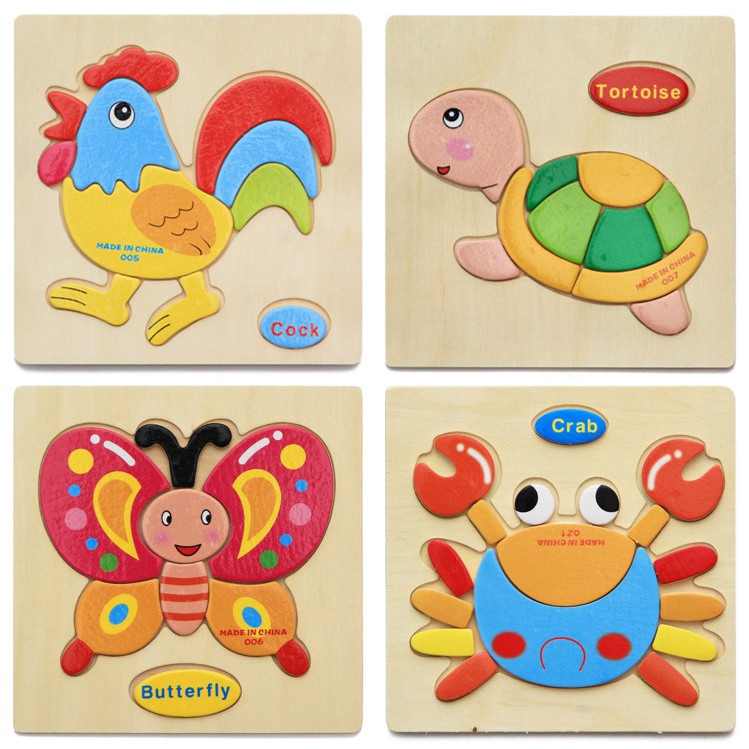 Bộ Đồ Chơi Lắp Ráp 3D Bằng Gỗ Hình Động Vật Hoạt Hình Cho Bé 1-3 - 6 Tuổi