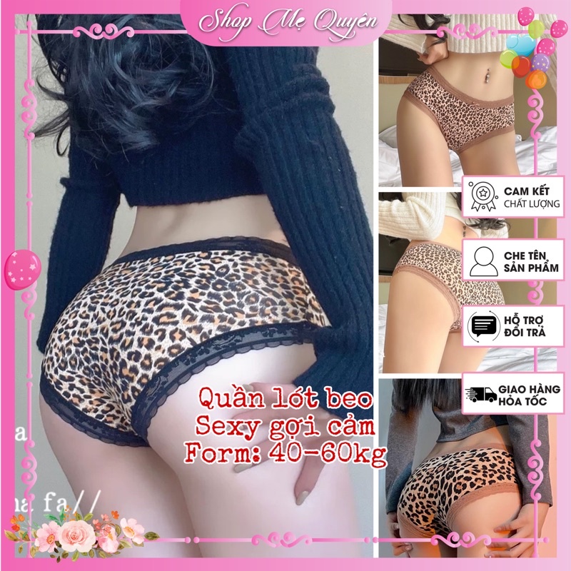 Quần lót nữ đúc su thun lạnh phối ren nâng mông gợi cảm , quần lót da beo sexy cao cấp