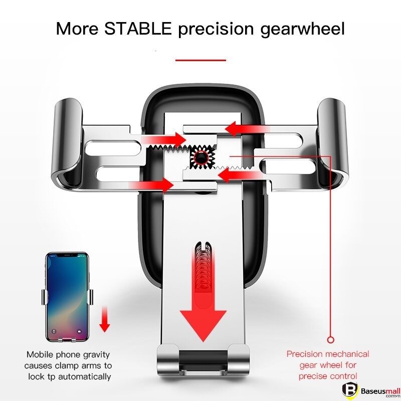 Baseus -BaseusMall VN Bộ đế giữ điện thoại khóa tự động dùng cho xe hơi Baseus Metal Age Gravity Car Mount