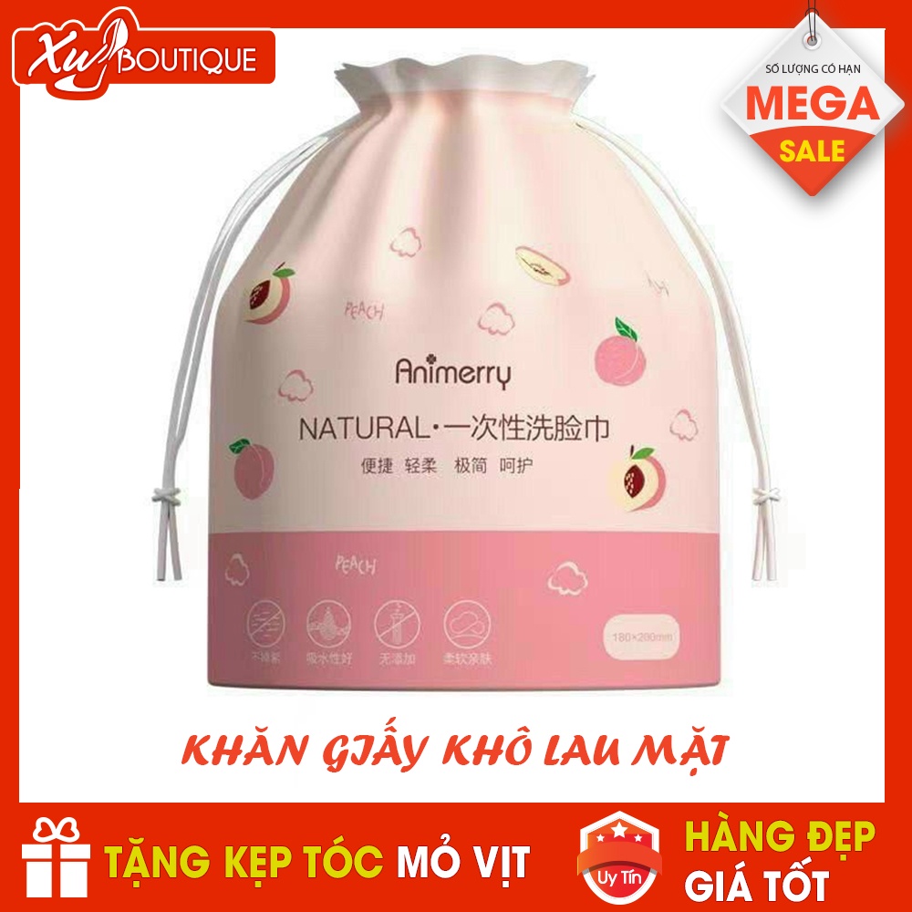 Khăn Mặt Khô Animerry, Túi Rút Màu Hồng Anh Đào Chất Cotton Dùng 1 Lần, Tẩy Trang Siêu Dai