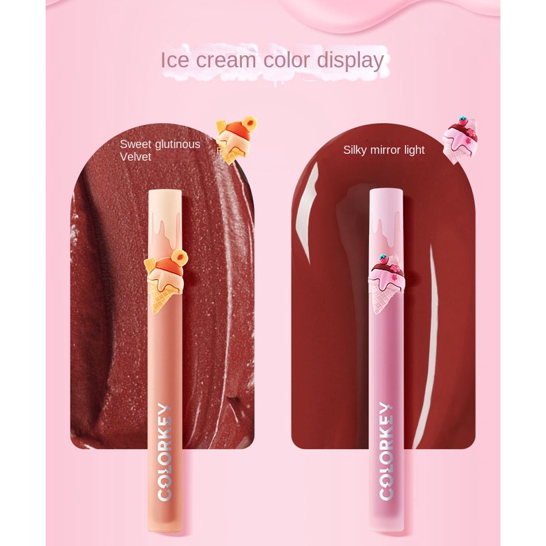 COLORKEY Son Kem Lì Cho Màu Trắng Lì Trang Trí Hình Que Kem Xinh Xắn