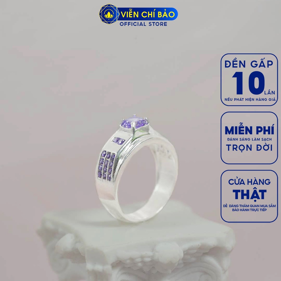 Nhẫn bạc nam thuỷ chung tím chất liệu bạc 925 thời trang phụ kiện trang sức Viễn Chí Bảo N700173