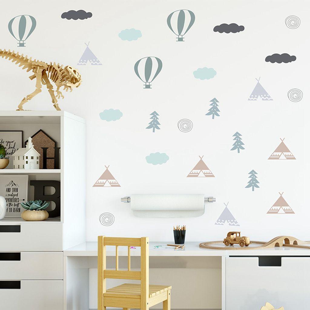 1 Miếng Dán Tường Trang Trí Hình Khinh Khí Cầu Hoạt Hình DIY