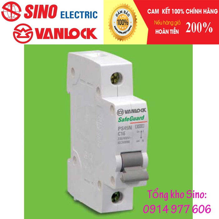 Cầu Dao Tự Đông 1 Cực Sino Vanlock - Hàng Chính Hãng Chất Lượng. Model: PS45N