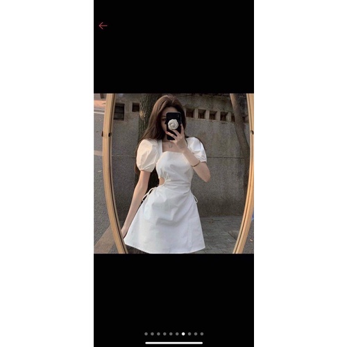 Váy cổ vuông buộc dây lưng H2V488