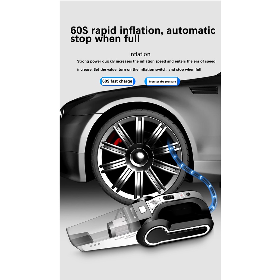 Máy Hút Bụi Ô Tô - Máy Bơm Lốp Ô Tô - Đa Năng 4 Trong 1 Vacuum Cleaner