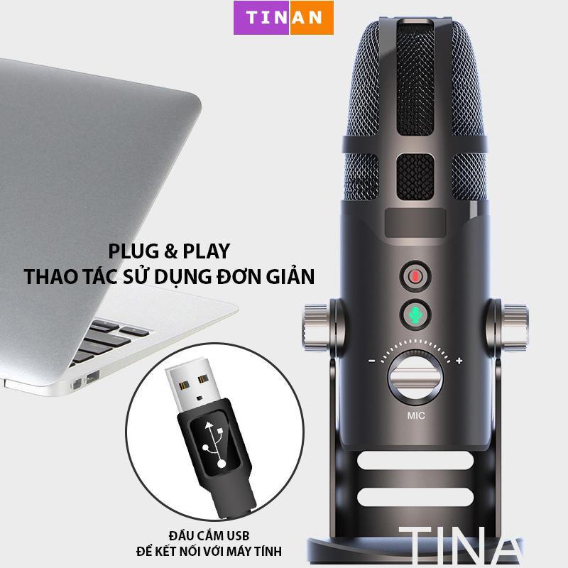 Micro Điện Dung Có Dây M9, Đầu Cắm USB, Dùng Thu Âm Livestream Cho Máy Tính, Điện Thoại