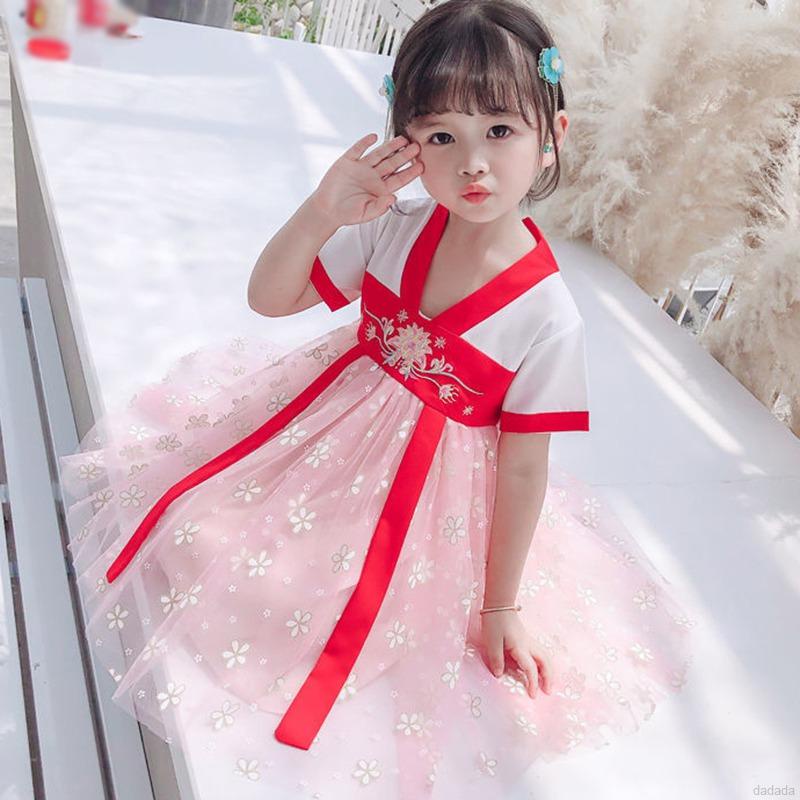 Đầm Hán phục thiết kế phong cách Trung Hoa xinh xắn cho bé gái