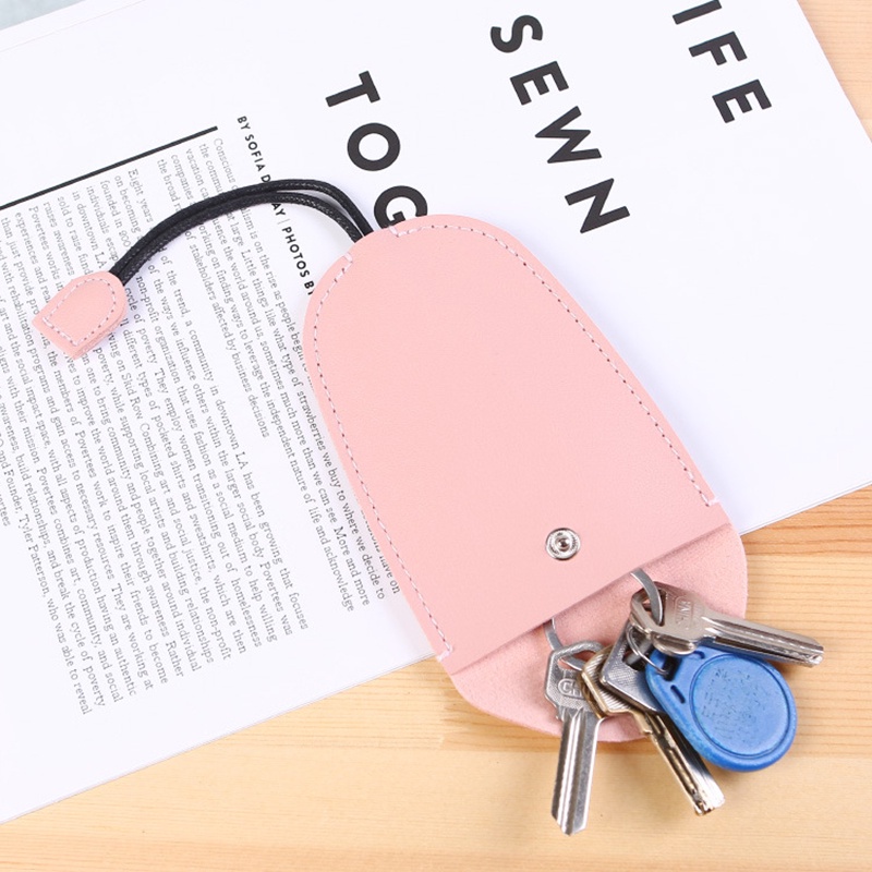 Ready 2020 leather Car Key Wallet DIY Keychain Pocket Car Keys Holder Key Organizer Purse Solid Color Handmade smar