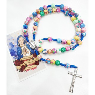 Chuỗi mân côi hạt đất sét đủ màu thiết kế handmade, phụ kiện Công Giáo