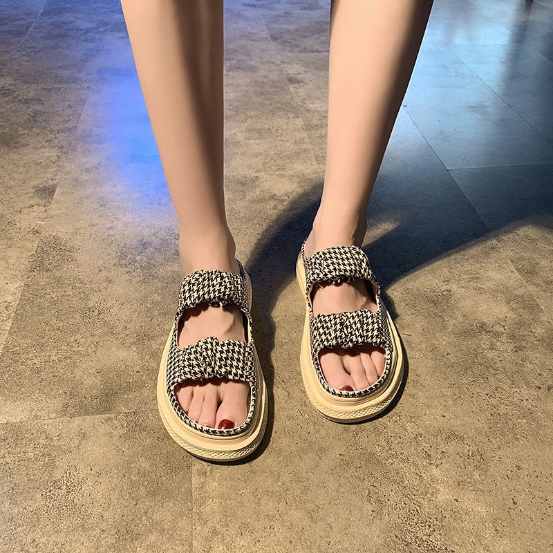 CHZK Dép Sandal Bằng Vải Canvas Dễ Phối Đồ Thời Trang Dành Cho Nữ