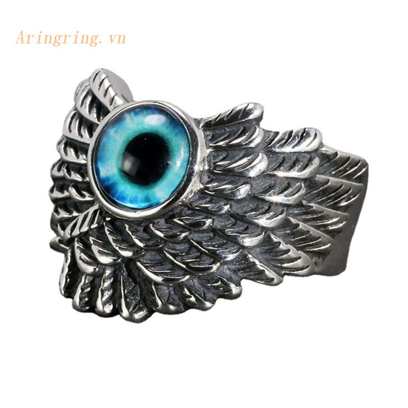 Nhẫn Bạc May Mắn Hình Mắt Quỷ Thời Trang Có Thể Điều Chỉnh Cho Nam Nữ