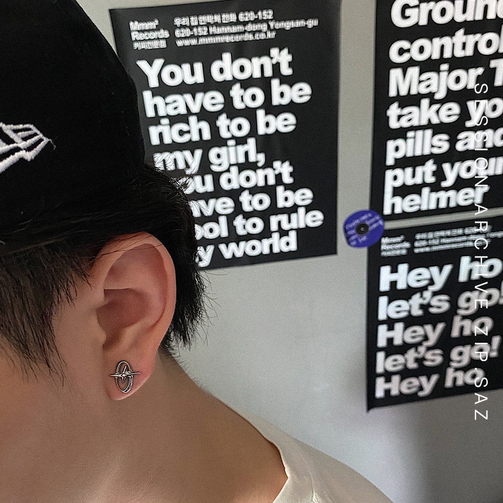 Bông tai 19A1695 hình bầu dục / chữ thập đơn giản nhẹ nhàng sang trọng phong cách harajuku