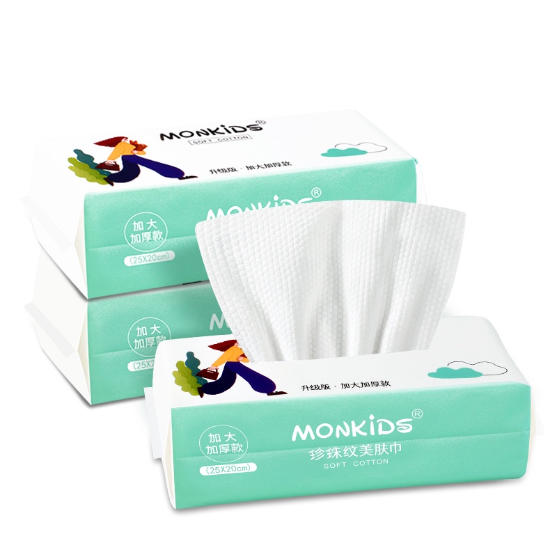 Khăn rửa mặt spa khăn lau mặt monkids dùng 1 lần cotton mềm 70 miếng kích thước lớn lau khô, lau ướt