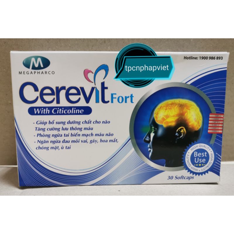 Cerevit fort Viên uống GIÚP TĂNG CƯỜNG LƯU THÔNG MÁU ,BỔ NÃO cung cấp dưỡng chất cho não