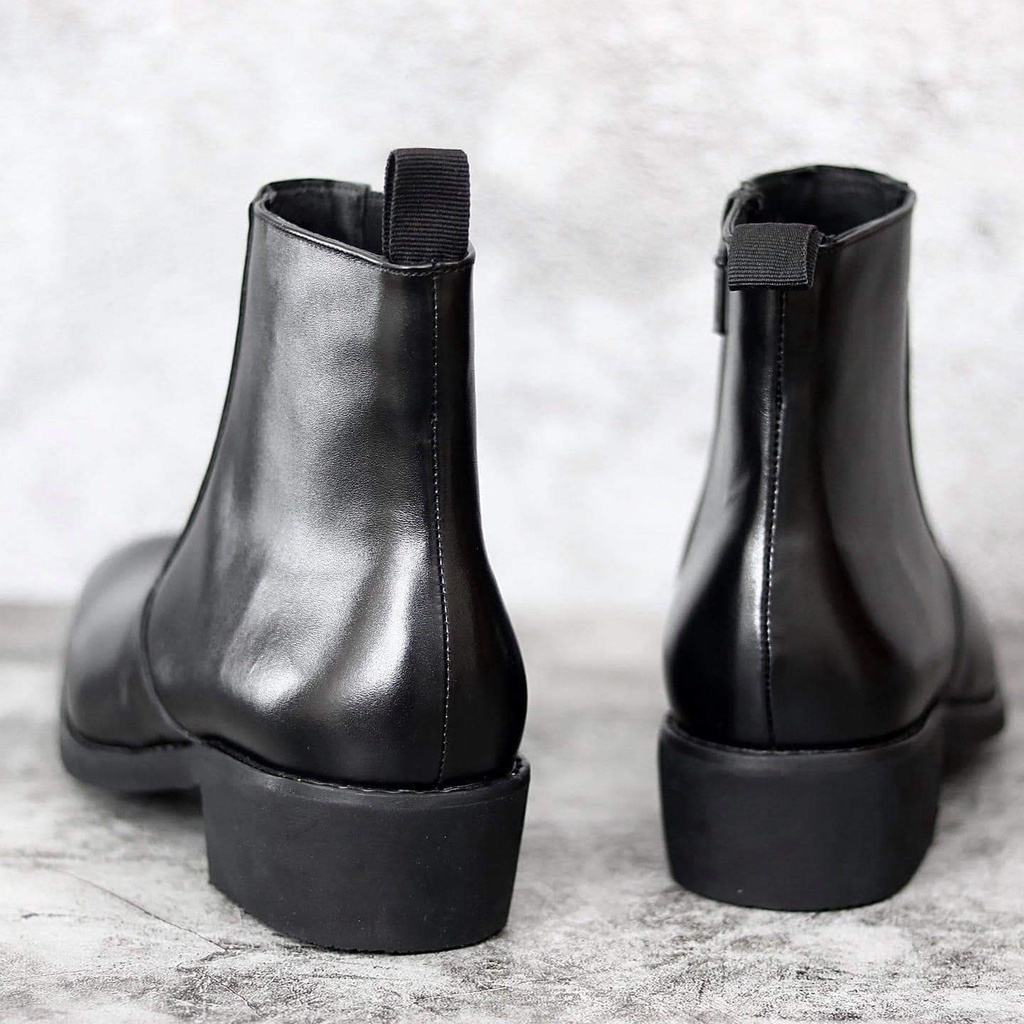Giày Boots thời trang nam phong cách Zip Boots chất liệu da bò đế độn 4.5cm | BigBuy360 - bigbuy360.vn