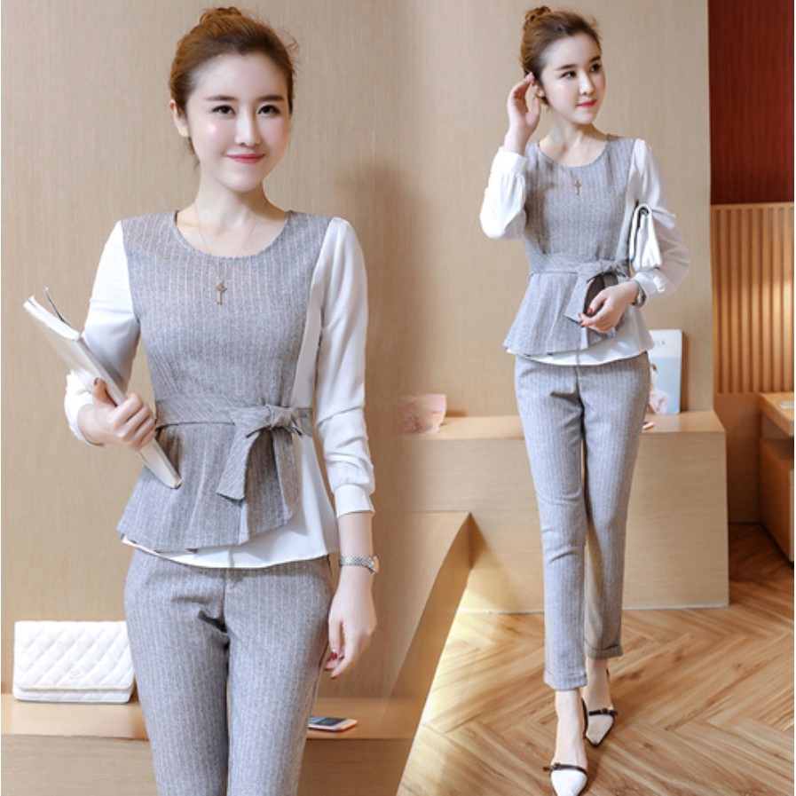 Set áo và quần dài phong cách thời trang công sở dành cho nữ