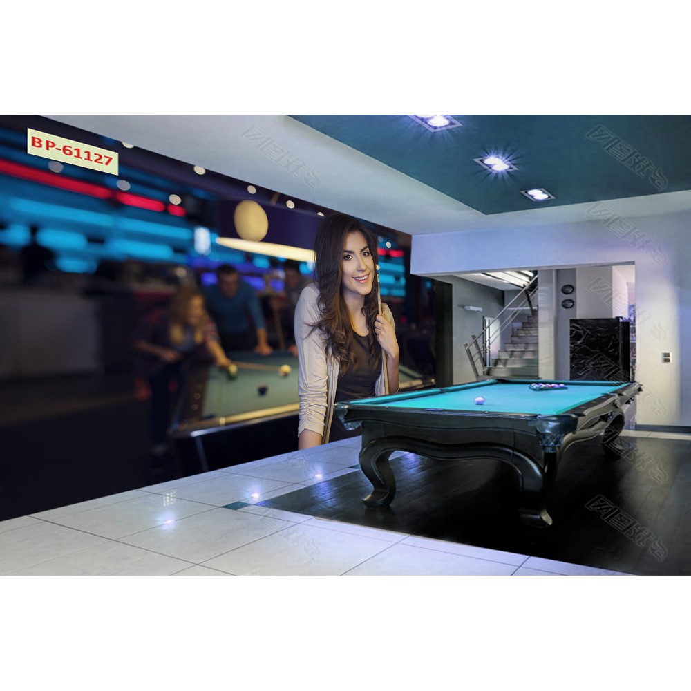 Tranh lụa 3d trang trí quán Bi-a Kích Thước 1,5m x 2m Bi-a 5