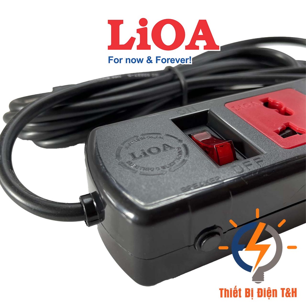 Ổ cắm điện đa năng LIOA, 2200W, 3 ổ cắm, 1 công tắc, dây dài 3 mét, 5 mét 3D32N - 3D52N - Thiết Bị Điện T&amp;H