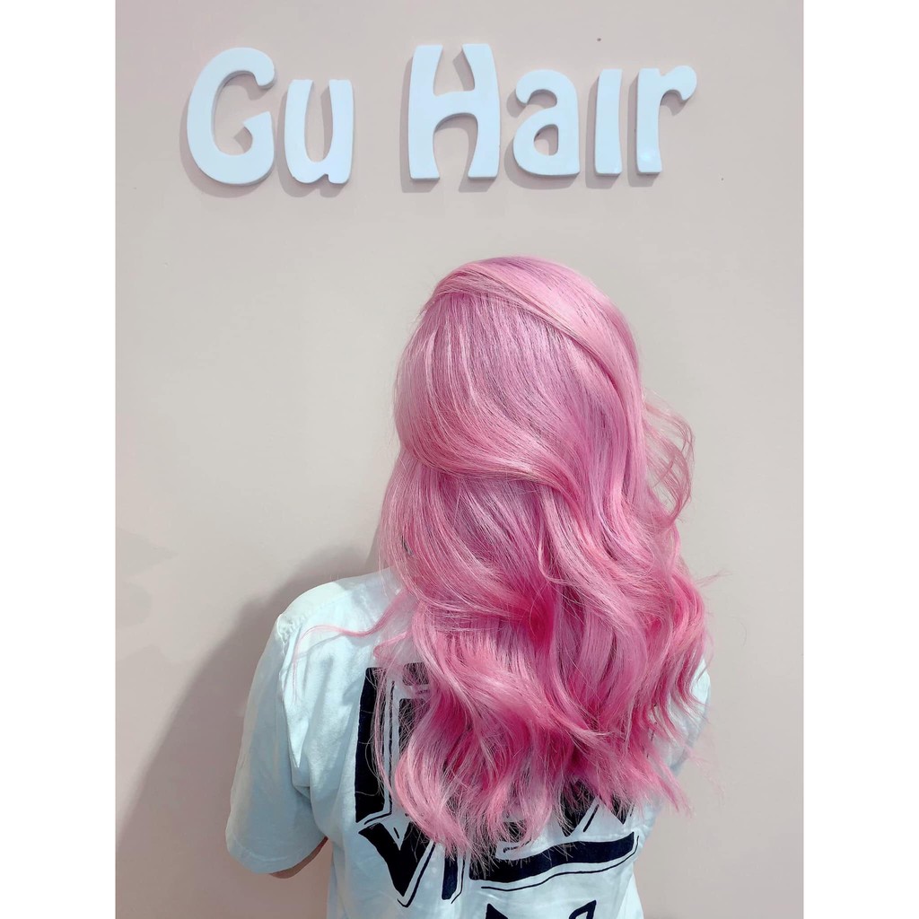 Một bộ thuốc nhuộm tóc màu Hồng thời trang (tặng kèm gang tay, oxy) Hồng thời trang, màu bền 6 tháng