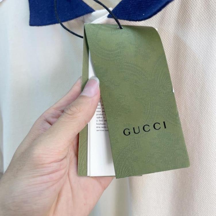 ⚡️ - Áo Polo Gu*CCI Cotton Piquet Polo With Interlocking G stripe Cream, Áo polo GC THE LAZ