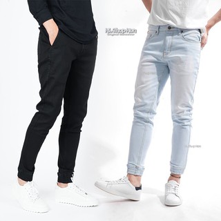 Quần jean nam đen mẫu mới jogger jean routine xanh nhạt chính hãng ống côn co giãn