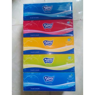 Combo 5 hộp Khăn giấy Pulppy Facial Tissue hộp 180 tờ 2 lớp