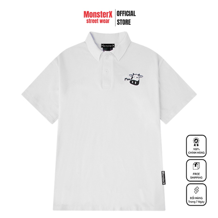 Áo thun polo MONSTER X STREET M.C.MOO phông tay lỡ nam nữ form rộng Local Brand
