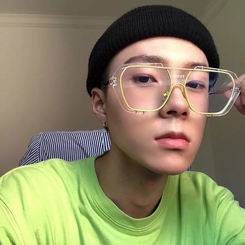 Kính Mát Chống Nắng Gọng Lớn Bằng Kim Loại Thiết Kế Bất Đối Xứng Thời Trang Phong Cách Phương Tây