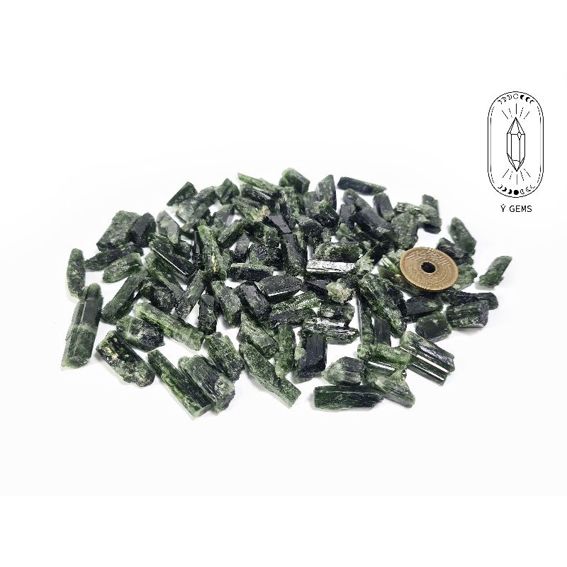 Đá thô tự nhiên Chrome Diopsize hai kích cỡ cho sưu tầm, thanh tẩy, làm handmade..