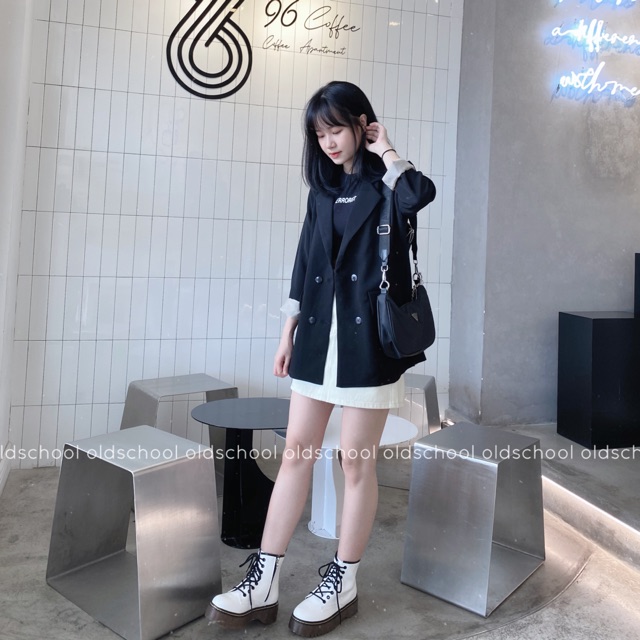 ÁO BLAZER TRƠN HÀN QUỐC 2 LỚP  FREESHIP  Áo blazer đen 2 lớp siêu hot (ảnh thật/sẵn/có video).