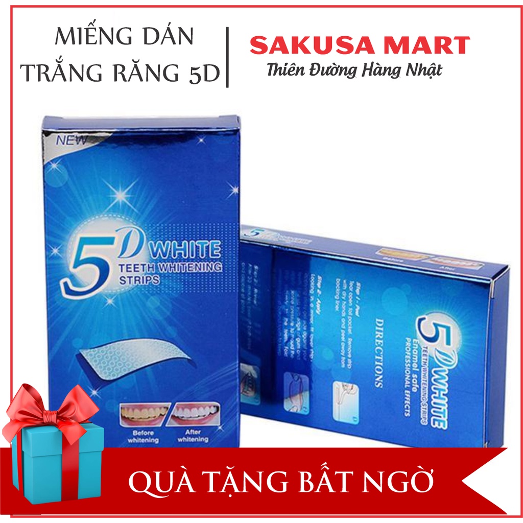 Miếng dán trắng răng 5D White Teeth Whitening Strips an toàn không gây ê buốt