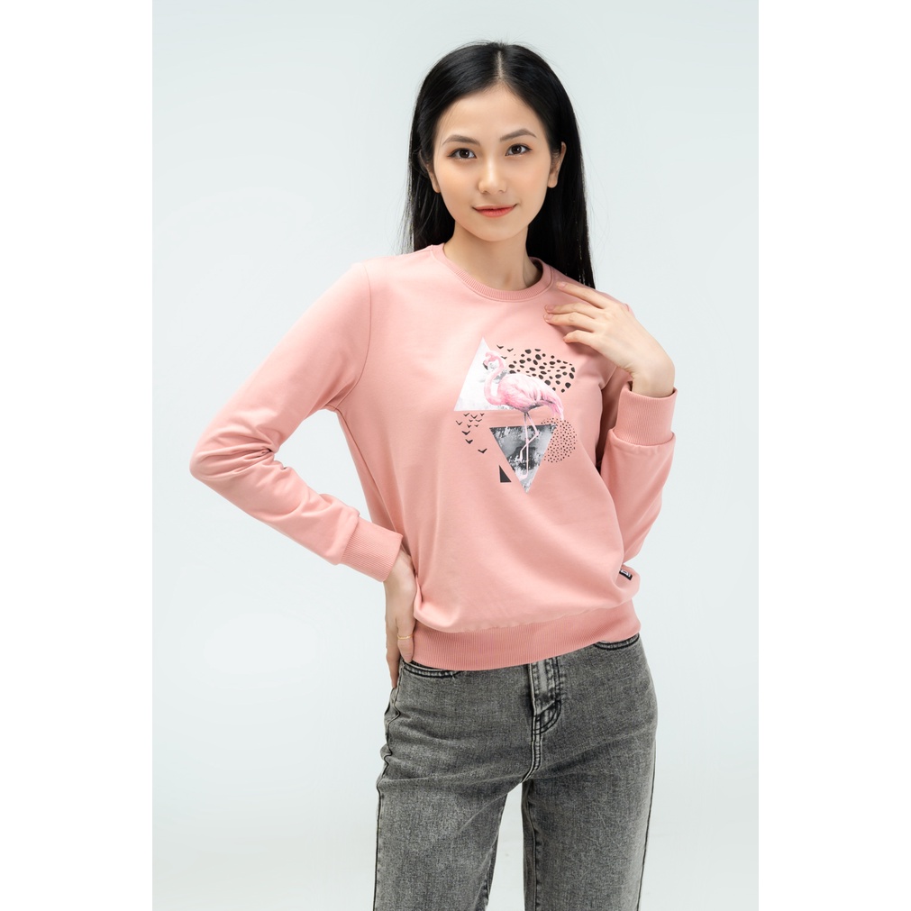Áo nỉ nữ YODY cổ tròn sợi cotton Eco in hình Flamingo ATN4424 | BigBuy360 - bigbuy360.vn
