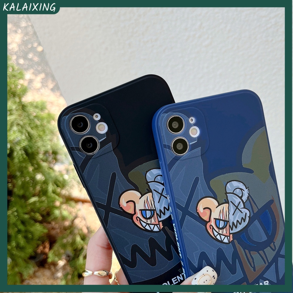 Ốp Điện Thoại TPU Mềm Hình Vuông Họa Tiết Gấu Cho iPhone 13 / 12 / 11 Pro Max mini 7plus