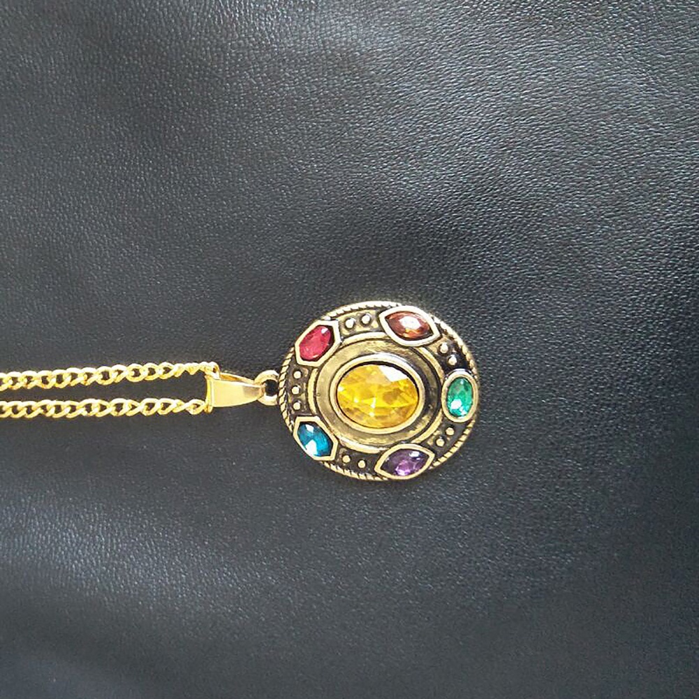 Dây chuyền mặt kim loại hình vô cực thanos đính đá thời trang Unisex