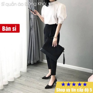 Sỉ Quần Baggy Vải Cát Hàn Lưng Cao Khoá Giữa - Quần Tây Công Sở